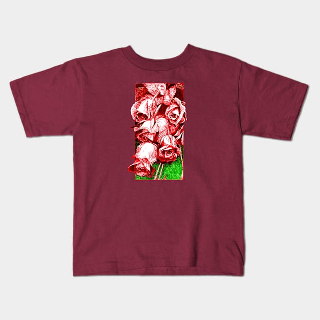 Ink Roses Tattoo Style Kids T-Shirt by ClaudiaRinaldi